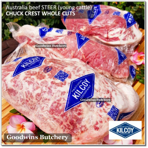 Beef CHUCK CREST Australia STEER (young cattle) frozen KILCOY whole cuts weight vary 2.0-3.5 kg/pc (price/kg)
